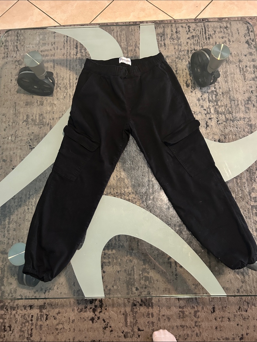 No Boundaries Black Drawstring Cargo Joggers